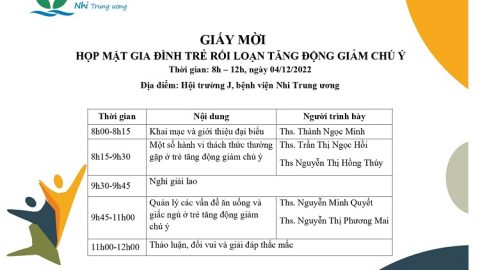 Thư mời họp mặt gia đình trẻ rối loạn, tăng động giảm chú ý