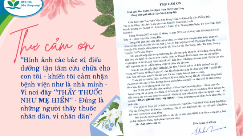 THƯ CẢM ƠN